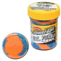 028632135570 - PowerBait med glimmer - BLUE MANGO (blå / orange) - GLOW 42% stærkere
Billedet nr.2 er taget med UV-lygte.