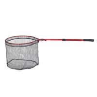 4005652806365 - Shirasu Shot Net, fjederp&aring;virket teleskop - Længde:135cm. - Farve:R&oslash;d - 001 8220 100<br>The ideal landing net for all mobile anglers. The landing net can be controlled with one hand during play. During fishing it is fastened with the help of the belt-clip folded onto the belt. Take the landing net out of the belt during play; the top is folded out by means of a simple movement of the hand. You push a button and the landing net slides out to its full length automatically by means of a spring mechanism. With a rubberised net!
