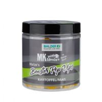4005652820897 - MK Booster Ball Pop Ups mix, 15/20mm - Farve:Sand - Smag/duft:Potato/Corn - 001 8596 009<br>Matze’s pop-ups in the same colours as the Booster Balls, and then again as flamboyant fluo versions, are guaranteed to attract the attention of the moss backs. Let the pop-up float 5-10cm above the ground. For longer rigs you can adjust the height with split shot lead or putty. Try also the snowman sassembly. A Robin Red Monstercrab boilie followed by a pop up gives a super catchy double-bait that strikes heavily. Now new: You will find 15mm and 20mm balls so that you can always act flexibly. No matter whether one 20 or two 15mm or a snowman, from a 20-size basic boilie and a 15 size pop-up, they are all possibilities that are open to you. The suitable dips are equally well suitable both for the pop-ups and for the basic boilies.