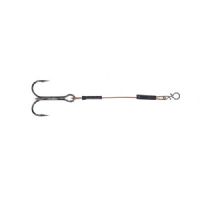 4005652821078 - Shirasu Stinger Rig med snap h&aelig;gte, 1x7 - 95mm. - 001 6103 204<br>There are days on which the predator fish bite extremely cautiously and the missed bite rate is high. On such days an stinger hook leader with an additional treble hook should be used! With a quickrelease clip for hanging up.