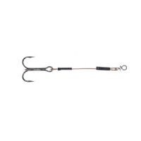 4005652828985 - Shirasu Stinger Rig med snap h&aelig;gte, 1x7 - 115mm. - 001 6103 205<br>There are days on which the predator fish bite extremely cautiously and the missed bite rate is high. On such days an stinger hook leader with an additional treble hook should be used! With a quickrelease clip for hanging up.