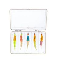 4005652829111 - Trout Collector, sortiment af formonterede gummidyr - 50mm. - Vægt:1.0g. - Farve:Mix 4 - Smag/duft:Hvidl&oslash;g - 001 6077 405<br>Nothing could be more practical: Our successful Trout Collectors, ready mounted on our
hooks with tungsten heads in the practical tackle box with Euro hanger. As a guide, we have put together the same four mixes as we have already done for the Collectors in the jars. Contents: 5 Trout Collectors, 5cm, 5 hooks (size 8) with tungsten heads: 3x 0.45g and 2x 0.73g)