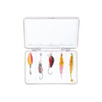 4005652829388 - Trout Attack, sortiment at endegrej - Farve:Mix 4 - 001 6078 400<br>Our trout baits in the practical accessory box with Euro hanger. As with the Trout Collectors, there are also four different mixes to ensure the angler has the most effective colours at hand for every situation on the water. Contents: 1 Catcher Spoon 2g, 1 Trout Crank hardbait 3cm/2g, 1 Colonel Spinner with single hook, 3g, 1 Trout Collector 5cm with garlic flavour, ready mounted on hook (size 8) with 0.45g tungsten head, 1 Trout Collector Pinball 5cm with garlic flavour ready mounted on hook (size 8) with 0.73g tungsten head.
