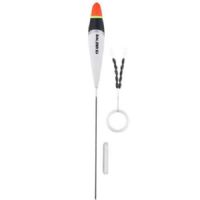 4005652839103 - Trout Attack, B. Slim Jim fl&aring;d med glaslod og gummistoppere - Vægt:5g. - 001 6090 105<br>First-class float sets consisting of high-quality trout floats with small bodies, matching glass weights, triple swivels and line stoppers.