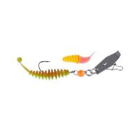 4005652844459 - Trout Collector, gummi chatter lure - Vægt:2.15g. - Farve:Titan - 001 6097 100<br>This bait has it all: We combine the advantages collectors of Cheburashka and Chatter lure. The metal plate provides a high water resistance when retrieving. Since the plate is mounted so that it can move, it swings from left to right with high frequency and really shakes the lure along with the Trout Collector. At the same time, the soft lure has maximum freedom of movement as the hook can move freely. The lure with the golden plate is used in murky water, the one with the titanium-coloured plate in clear water.
Comes with 2 Trout Collectors! The tungsten beads are available in 4 different weights.