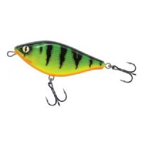 4005652853024 - Shirasu Jerk Bait wobler - 100mm. - Vægt:42g. - Farve:Fire Perch, UV - arbejdsdybde130cm - Baittype:Jerk Bait - 001 3356 001<br>Absolute top-class hardbait: Developed by our Shirasu Pro Staff team, produced in the EU! The hardbait features the highest quality workmanship and technical sophistication, including TSS (Twin Top Water System) or Cast & Balance systems. The true value of a high-quality hardbait, however, only becomes apparent when you look at its performance, which ultimately decides whether it is a success or a failure. Each type of hardbait in the Shirasu series has its own individual features, precisely matched to the type of guide and the expected target fish. The Twitch hardbait, for example, swings out sideways (Walk the Dog), the Asp hardbait vibrates at a high frequency and the Deep Diver is aggressive. Our Pro Staffers have spent countless
hours and tests on the water optimising these features. Each individual hardbait is put through a test basin at the manufacturer’s before delivery. This means that you can be 100% sure that only perfectly running hardbaits leave the production.
All plugs are lead-free and fitted with steel balls. Caution: extremely sharp trebles! 

The Shirasu Jerk Bait is easy to jerk and reel in. When jerked, it breaks out sideways. When reeling in monotonously, it runs through the water with S-curves. The Shirasu Jerk has a special feature: If you make a recovery stop, it slowly sinks down flanking. This flanking sink appears to trigger an impulse in the pikes, as it is in this phase that they often attack. Diving depth 8cm: 1.1m, 10cm: 1.3m, 12cm: 1.5m.