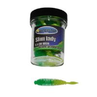 747191999323 - Waterstar - Rubber Baits - Model: Slim Lady - 5,5 cm - 10 stk. - Farve: Gul/Grøn - Smag: Banan