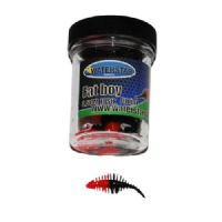 747191999682 - Waterstar - Rubber Baits - Model: Fat Boy junior - 3,5 cm - 10 stk. - Farve: Rød/Sort - Smag: Banan