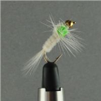 A01134 - Long Shank - GH Montana Cat Whisker - Farve: Grøn/Hvid med messing hoved - Str. : 10