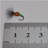 DWS0124 - Barbless CDC Fjäder myg Orange/Yellow - Str.16<br>