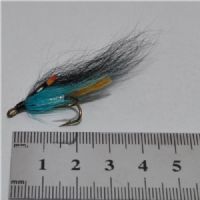 FLY0725 - Black Blue Silver j.c sup - Str.6<br>Bundet på brun krog nedad bøjet øje<BR>(Hedder også Midtnight blue)