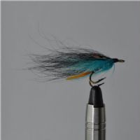 FLY0725 - Black Blue Silver j.c sup - Str.6<br>Bundet på brun krog nedad bøjet øje<BR>(Hedder også Midtnight blue)
