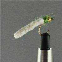 GHMAG001 - Maggot - Farve: Hvid med grøn glimmer og guld hoved - Str. : 10