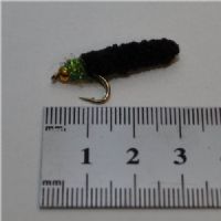 GHMAG002 - Maggot - Farve: Sort med grøn glimmer og guld hoved - Str. : 10