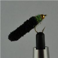 GHMAG002 - Maggot - Farve: Sort med grøn glimmer og guld hoved - Str. : 10