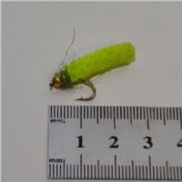 GHMAG003 - Maggot - Farve: Chartreuse med grøn glimmer og guld hoved - Str. : 10