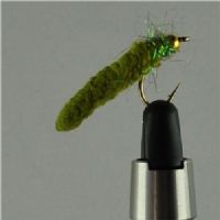 GHMAG006 - Maggot - Farve: Oliven med grøn glimmer og guld hoved - Str. : 10