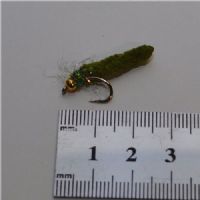 GHMAG006 - Maggot - Farve: Oliven med grøn glimmer og guld hoved - Str. : 10