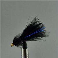 PAR0144 - Long Shank - Conehead Wolly Bugger Black Flash - Farve: Sort med messing keglehoved - Str. : 10