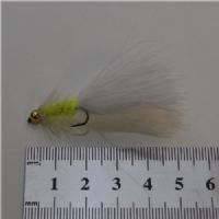 WS4916 - Long Shank - Cat Whisker - Farve: Chartreuse/Hvid med messing hoved - Str. : 10