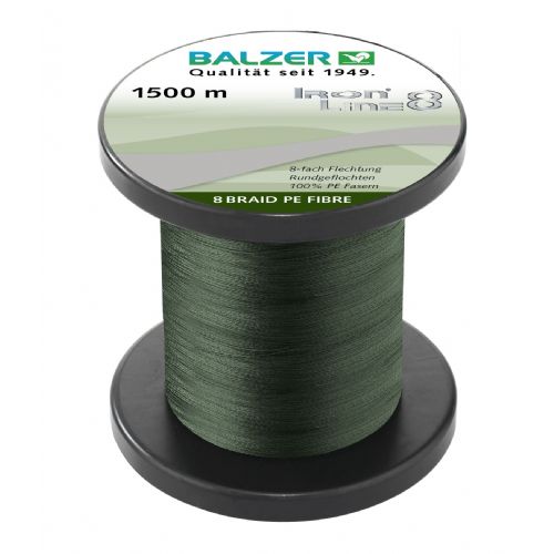 4005652100883 - Iron Line 8 fletline - Rullekapacitet:1500M. - Brudstyrke:15.4kg. - Farve:Gr&oslash;n - 001 2662 021<br>Ironline® 8: our high performance line with 8-fold braiding and a sensational price/performance ratio! Balzer’s Ironline 8 boasts an eightfold braided high-performance line with an excellent load-bearing capacity. The line is impressive thanks to a soft, yet abrasion-resistant surface that enables the line to slide silently through the guides and which facilitates enormous casting distances. Thanks to the fact that it hardly stretches at all, you have direct contact to both bait and fish. In the Ironline 8 series you can find the right line for all types of fishing; what’s more at fantastic prices! 

Features: 8-fold braiding, Round braiding, 100% PE fibre, High loadbearing capacities, Very soft surface, High abrasion resistance, Extremely little stretching, UV protected. 

Iron Line green: Thanks to the dark-green colouring the cord is
ideal wherever inconspicuous colours are needed to avoid a shooing
effect.