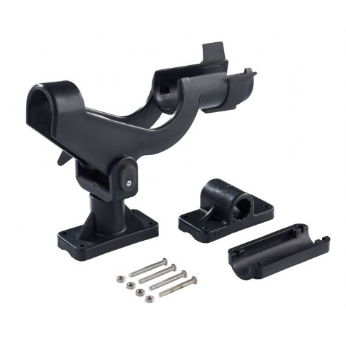 4005652155067 - Stangholder til b&aring;d - Farve:Sort - 001 1950 005<br>Funktional boat rod holder. 360° rotatable, traversable, with rod fixing ring and 3 possibilities to fix. Screws and nuts made of stainless steel.