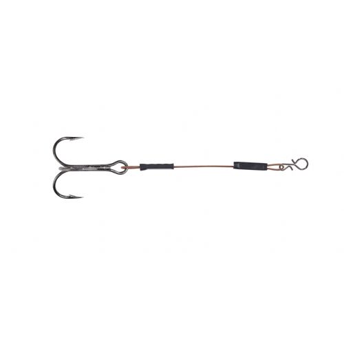 4005652160085 - Shirasu Stinger Rig med snap h&aelig;gte, 1x7 - 35mm. - 001 6103 201<br>There are days on which the predator fish bite extremely cautiously and the missed bite rate is high. On such days an stinger hook leader with an additional treble hook should be used! With a quickrelease clip for hanging up.