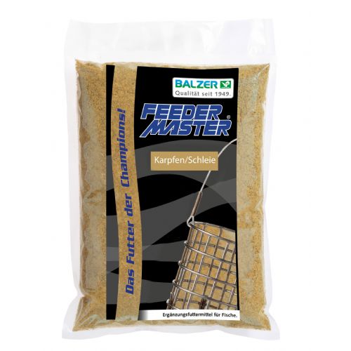 4005652169583 - Feedermaster foder - Vægt:1000g. - Smag/duft:Carp/Tench - 001 8481 003<br>Readymade feed mixture especially for feeder fishing in flowing and still waters. The aromas and colours are perfectly adapted to the respective target fish. The recipes come from feeder champions and have a tremendous luring effect. The feed is quick to break out of the basket and keeps the fish in that place for a long time. 
Mix the food well in a bucket. Then gradually fill in some water and mix well. You may repeat this process several times. Now put the wet food on a sieve and press it through the sieve. You can repeat this process till the result meets your wishes.