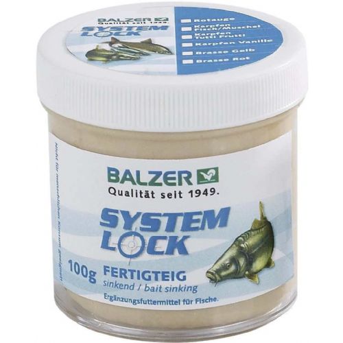 4005652169750 - System Lock ready-made dough - Vægt:100g. - Farve:Sand - Baittype:Synkende - Smag/duft:Carp/Tench - Vanilla - 001 8479 000<br>Very catchy ready-made paste prepared according to proven recipes. The dough is enriched with lots of amino acids and intense, natural flavors. Despite its flexibility the dough adheres very well on the hook.