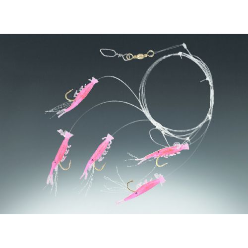 4005652264417 - Edition Sea, sildeforfang, mini reje - Længde:130cm. - Farve:R&oslash;d - 001 4792 051<br>Edition Sea Herring Mini Shrimp Rig pink 0.45/0.45mm 130cm 5x