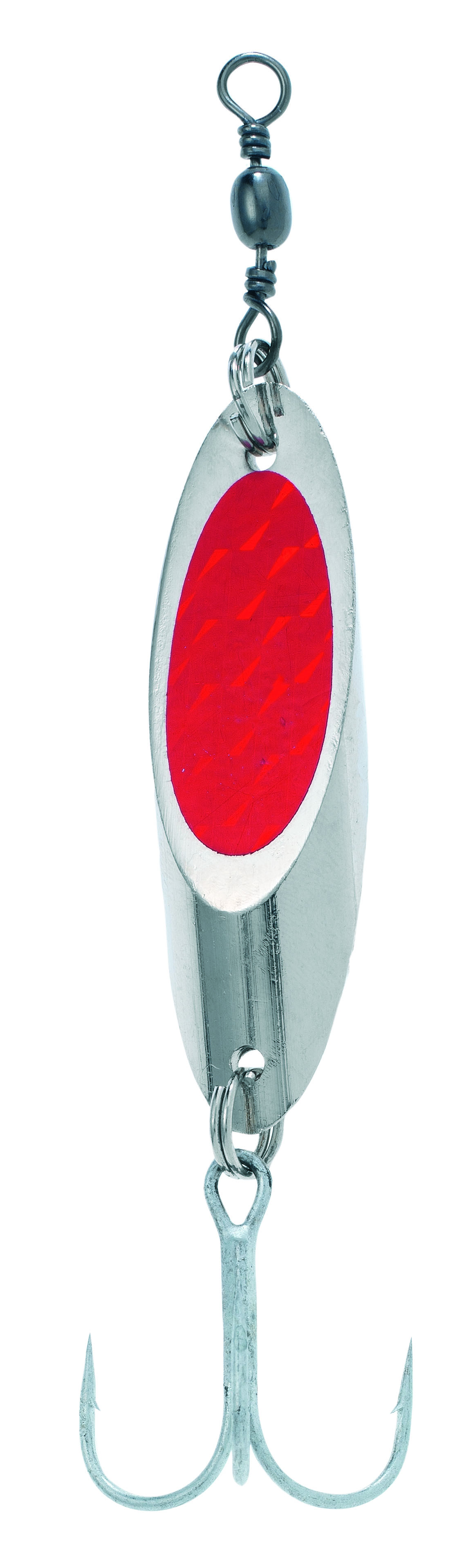 4005652281865 - Colonel Z Disc Spoon - Vægt:20g. - Farve:Rød Glitter - 001 3189 020<br>Extra heavy, tumbling spoon with chrome­plated surface and tiger steel treble hooks.