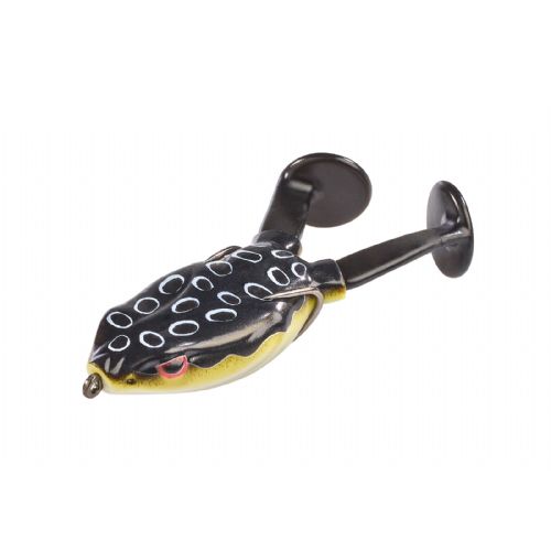 4005652805122 - Shirasu Paddle Frog - Længde:10cm. - Vægt:20g. - Farve:Toxic - 001 3651 003<br>The frogs’ legs are structured like the tail of a rubber fish and they make a kick up a real row in the water. They float with a weed-protection hook. Length 10cm, weight 20g.