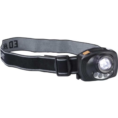 4005652810454 - Pandelampe med sensor - 001 8441 100<br>On and off with a simple hand movement in front of the lamp, choice of red, white or UV light, super bright XP-E technology, 90° tilt angle, size-adjustable headband, operated with 3 x AAA batteries (included).