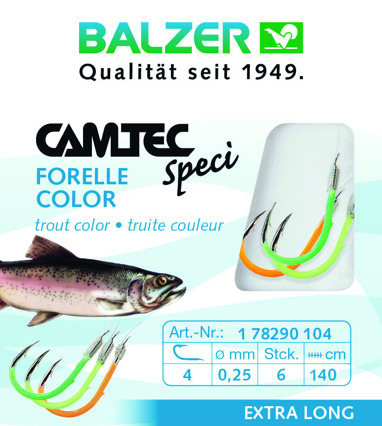 4005652817590 - Camtec Speci &oslash;rredforfang med UV-krog - Længde:140cm. - 001 7829 108<br>Camtec Trout colored, leader length 140cm UV #8