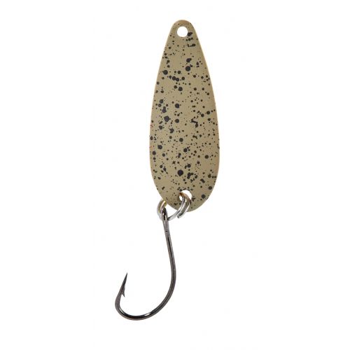 4005652821580 - Pro Staff Series Swindler Spoon - 30mm. - Vægt:2.3g. - Farve:Brun/Sort dots, UV - 001 6067 206<br>With a tumbling run for more passive trouts. Can be guided extremely slow. Top in the cold season.