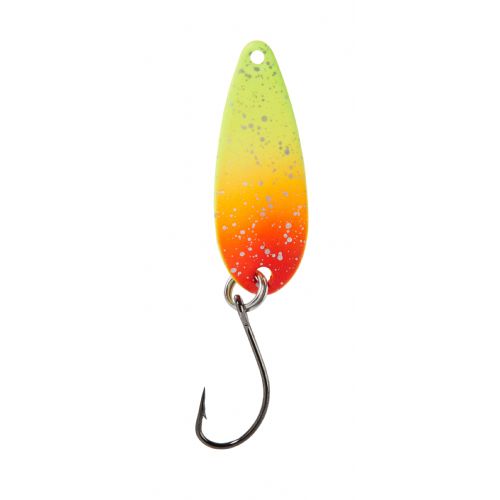 4005652821627 - Pro Staff Series Swindler Spoon - 30mm. - Vægt:2.3g. - Farve:Gul/orange/rød glimmer, UV - 001 6067 210<br>With a tumbling run for more passive trouts. Can be guided extremely slow. Top in the cold season.