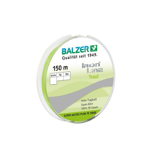 4005652828251 - Iron Line &oslash;rred - Rullekapacitet:150M. - Brudstyrke:2.8kg. - Farve:Chartreuse - 001 2650 004<br>Iron Line Trout: The thinnest Ironline, consisting of 3 PE high-performance fibers. Developed in cooperation with our Trout Attack Team for fishing with our rubber worms “Trout Collector” and Spoons. The extremely thin diameter and the smooth surface bring even the smallest baits on distance.