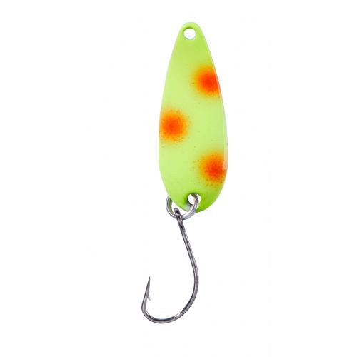 4005652832654 - Pro Staff Series Swindler Spoon - 30mm. - Vægt:2.3g. - Farve:Gul/orange, UV - 001 6067 223<br>With a tumbling run for more passive trouts. Can be guided extremely slow. Top in the cold season.