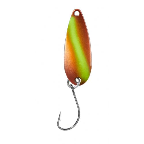 4005652832661 - Pro Staff Series Swindler Spoon - 30mm. - Vægt:2.3g. - Farve:Kobber/neongul, UV - 001 6067 224<br>With a tumbling run for more passive trouts. Can be guided extremely slow. Top in the cold season.