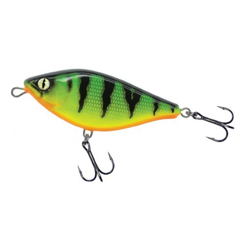 4005652853024 - Shirasu Jerk Bait wobler - 100mm. - Vægt:42g. - Farve:Fire Perch, UV - arbejdsdybde130cm - Baittype:Jerk Bait - 001 3356 001<br>Absolute top-class hardbait: Developed by our Shirasu Pro Staff team, produced in the EU! The hardbait features the highest quality workmanship and technical sophistication, including TSS (Twin Top Water System) or Cast & Balance systems. The true value of a high-quality hardbait, however, only becomes apparent when you look at its performance, which ultimately decides whether it is a success or a failure. Each type of hardbait in the Shirasu series has its own individual features, precisely matched to the type of guide and the expected target fish. The Twitch hardbait, for example, swings out sideways (Walk the Dog), the Asp hardbait vibrates at a high frequency and the Deep Diver is aggressive. Our Pro Staffers have spent countless
hours and tests on the water optimising these features. Each individual hardbait is put through a test basin at the manufacturer’s before delivery. This means that you can be 100% sure that only perfectly running hardbaits leave the production.
All plugs are lead-free and fitted with steel balls. Caution: extremely sharp trebles! 

The Shirasu Jerk Bait is easy to jerk and reel in. When jerked, it breaks out sideways. When reeling in monotonously, it runs through the water with S-curves. The Shirasu Jerk has a special feature: If you make a recovery stop, it slowly sinks down flanking. This flanking sink appears to trigger an impulse in the pikes, as it is in this phase that they often attack. Diving depth 8cm: 1.1m, 10cm: 1.3m, 12cm: 1.5m.