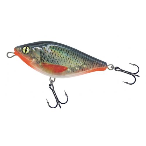 4005652853130 - Shirasu Jerk Bait wobler - 120mm. - Vægt:70g. - Farve:Clear Roach, UV - arbejdsdybde150cm - Baittype:Jerk Bait - 001 3357 004<br>Absolute top-class hardbait: Developed by our Shirasu Pro Staff team, produced in the EU! The hardbait features the highest quality workmanship and technical sophistication, including TSS (Twin Top Water System) or Cast & Balance systems. The true value of a high-quality hardbait, however, only becomes apparent when you look at its performance, which ultimately decides whether it is a success or a failure. Each type of hardbait in the Shirasu series has its own individual features, precisely matched to the type of guide and the expected target fish. The Twitch hardbait, for example, swings out sideways (Walk the Dog), the Asp hardbait vibrates at a high frequency and the Deep Diver is aggressive. Our Pro Staffers have spent countless
hours and tests on the water optimising these features. Each individual hardbait is put through a test basin at the manufacturer’s before delivery. This means that you can be 100% sure that only perfectly running hardbaits leave the production.
All plugs are lead-free and fitted with steel balls. Caution: extremely sharp trebles! 

The Shirasu Jerk Bait is easy to jerk and reel in. When jerked, it breaks out sideways. When reeling in monotonously, it runs through the water with S-curves. The Shirasu Jerk has a special feature: If you make a recovery stop, it slowly sinks down flanking. This flanking sink appears to trigger an impulse in the pikes, as it is in this phase that they often attack. Diving depth 8cm: 1.1m, 10cm: 1.3m, 12cm: 1.5m.