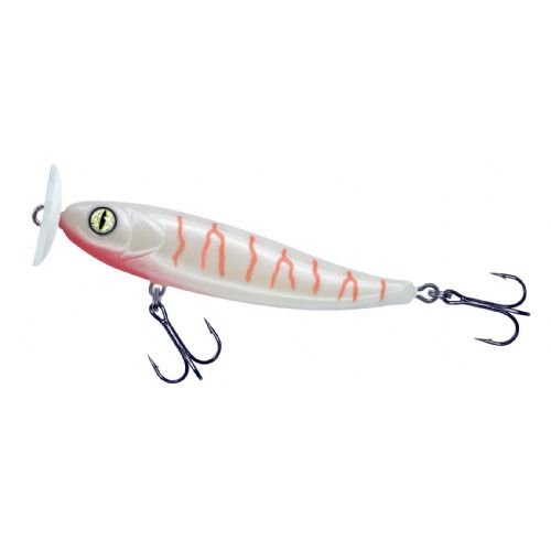 4005652853222 - Shirasu Top Water wobler - 90mm. - Vægt:14g. - Farve:Albino, UV - arbejdsdybde0cm - Baittype:Top Water - 001 3359 002<br>Absolute top-class hardbait: Developed by our Shirasu Pro Staff team, produced in the EU! The hardbait features the highest quality workmanship and technical sophistication, including TSS (Twin Top Water System) or Cast & Balance systems. The true value of a high-quality hardbait, however, only becomes apparent when you look at its performance, which ultimately decides whether it is a success or a failure. Each type of hardbait in the Shirasu series has its own individual features, precisely matched to the type of guide and the expected target fish. The Twitch hardbait, for example, swings out sideways (Walk the Dog), the Asp hardbait vibrates at a high frequency and the Deep Diver is aggressive. Our Pro Staffers have spent countless
hours and tests on the water optimising these features. Each individual hardbait is put through a test basin at the manufacturer’s before delivery. This means that you can be 100% sure that only perfectly running hardbaits leave the production.
All plugs are lead-free and fitted with steel balls. Caution: extremely sharp trebles! 

Our Topwater Bait gives you two surface hardbaits in one with our innovative Twin Topwater System (TTS). And here’s how it works: You can fish with the hardbait with the plastic plate or without the plate. Simply place the plate on the front eyelet or remove it. Without the plate, the hardbait runs like a classic topwater hardbait, i.e. it breaks out to the left and right. With the plate attached, the hardbait becomes a popper that can be retrieved with a jerk, creating a good splash of water and a popping sound due to the concave shape of the plate. Supplied with 2 plates. Diving depth 7 and 10cm: 0m.