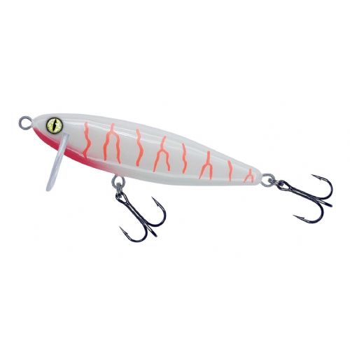 4005652853253 - Shirasu Asp synkende wobler - 70mm. - Vægt:9g. - Farve:Albino, UV - Baittype:Asp - 001 3360 001<br>Absolute top-class hardbait: Developed by our Shirasu Pro Staff team, produced in the EU! The hardbait features the highest quality workmanship and technical sophistication, including TSS (Twin Top Water System) or Cast & Balance systems. The true value of a high-quality hardbait, however, only becomes apparent when you look at its performance, which ultimately decides whether it is a success or a failure. Each type of hardbait in the Shirasu series has its own individual features, precisely matched to the type of guide and the expected target fish. The Twitch hardbait, for example, swings out sideways (Walk the Dog), the Asp hardbait vibrates at a high frequency and the Deep Diver is aggressive. Our Pro Staffers have spent countless
hours and tests on the water optimising these features. Each individual hardbait is put through a test basin at the manufacturer’s before delivery. This means that you can be 100% sure that only perfectly running hardbaits leave the production.
All plugs are lead-free and fitted with steel balls. Caution: extremely sharp trebles! 

Often asp are out of casting range. That is why we have developed a hardbait that can be cast extra far. The hardbait is very fast to retrieve and vibrates at a high frequency, exactly like a fleeing feeder fish. The extremely angled position of the blade makes the hardbait run extra flat. A real winner for asp!