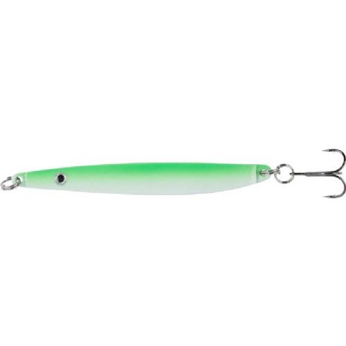 4005652855639 - Colonel Z havørred spoon. UV - 10mm. - Vægt:22g. - Farve:Grøn/hvid - 001 3368 022<br>Excellent seatrout lures made of zinc-alloy in attractive colours. Needle-sharp treble hooks with double split ring minimises the drop-out rate.