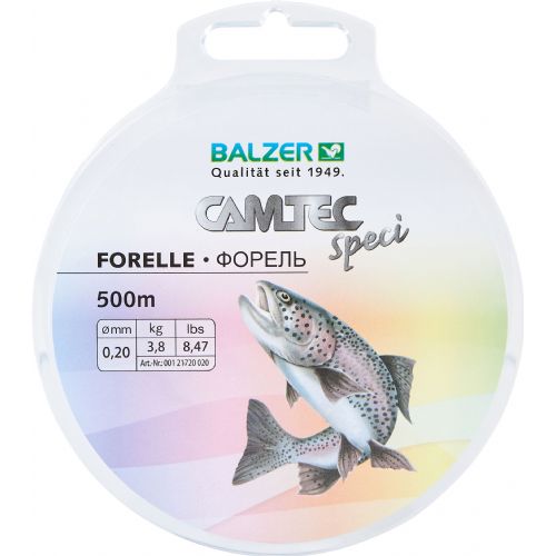 4005652857466 - Camtec Speci monofil line - Rullekapacitet:500M. - Brudstyrke:3.8kg. - Farve:Transparent - Variant:Trout - 001 2172 020<br>Camtec Speci Line: The newly launched Camtec Speci lines with new attractive spools and new target fishes/types of fishing such as perch and feeder.