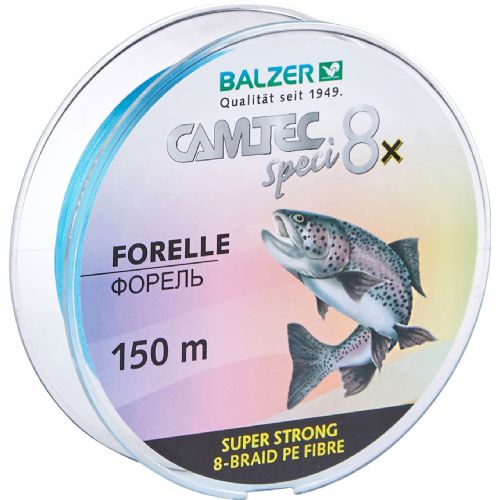 4005652859576 - Camtec Speci 8x fletline - Rullekapacitet:150M. - 0.08mm - Brudstyrke:6kg. - Farve:Blå - Variant:Trout - 001 2075 008<br>Speci 8x: our new line with 8-fold braiding and a sensational price/performance ratio!
Our Speci line is now also available as an 8-fold high-performance line which is in terms of colors and diameter precisely tailored to the respective target fish or fishing method. 
The lines are made of 100% PE fibers! 

Features: 8-fold braiding. Round braiding. 100% PE fibre. High load-bearing capacities. Soft surface. High abrasion resistance. Extremely little stretching. UV protected.
