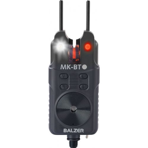 4005652862095 - MK-BT bluetooth bidindikator - Farve:R&oslash;d - 001 1981 108<br>MK-BT Bluetooth: 

Matze’s proven, inexpensive and reliable bite indicator have a stunning innovation for which Balzer has a patent pending. The smartphone can recognize these bite indicator with an app and serves as a receiver. 	
With a range of over 40m (with small obstacles!) it fulfills all the wishes. You can set the bite indicator to be quiet so as not to disturb anyone or alert other fisherman to your own bites. Instead, for example, only the mobile phone in the jacket pocket vibrates subtly. Even fall bites are visually and acoustical signalized. The four available colors are recognized by the bite indicator when you turn them on in the appropriate order. 

Color of LED: red. 

FEATURES: Snag Bars made of aluminium, 6 x sensitivity function, 8 separate volume and 6 separate sound levels, Strike and Run function, Switchable night light, Drop-bite indication, Sounder box-/Swinger-connection, English thread, Operation with 3 AAA batteries (not included). 

FEATURES OF THE APP: Many settings directly via the app, Acoustic and visual bite indication, Fall bite indication by double tone, Optional vibration alarm, Optional activation of the flashlight when biting, 4 colors to choose from, Bite alarm battery level indicator, 
Bluetooth connection monitoring, Range about 40m.