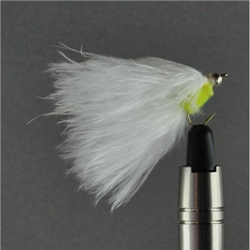 A0111 - CatWhisker - Mini GH Herning Flue - Farve: Chartreuse med hvid hale og sølv hoved - Str. : 10