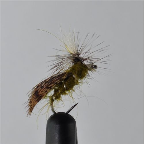 DRY0412 - Barbless E-Z Caddis Olive - Str.14<br>