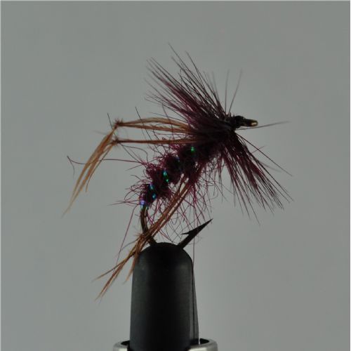 DRY1223 - Tørflue - Hopper Claret - Farve: Mørkerød med Grøn flashing - Str. : 10